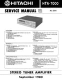 HITACHI HTA-7000 STEREO TUNER AMPLIFIER SERVICE MANUAL INC BLK DIAG PCBS SCHEM DIAGS AND PARTS LIST 44 PAGES ENG
