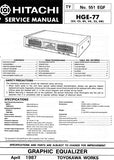 HITACHI HGE-77 STEREO GRAPHIC EQUALIZER SERVICE MANUAL INC BLK DIAG PCBS SCHEM DIAG AND PARTS LIST 14 PAGES DEUT FRANC