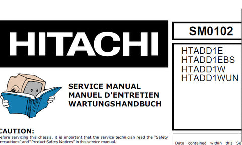 HITACHI HTA-DD1E HTA-DD1EBS HTA-W HTA-WUN AV SURROUND RECEIVER SERVICE MANUAL INC BLK LEVEL DIAG WIRING DIAG  SCHEM DIAGS PCB'S AND PARTS LIST 46 PAGES ENG