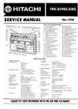 HITACHI TRK-8190E E(BS) CASSETTE TAPE RECORDER WITH FM SW MW LW RADIO SERVICE MANUAL INC BLK DIAG PCBS SCHEM DIAGS AND PARTS LIST 28 PAGES ENG