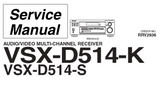 PIONEER VSX-D514-K VSX-D514-S AV MULTI CHANNEL RECEIVER SERVICE MANUAL INC BLK DIAG PCBS SCHEM DIAGS AND PARTS LIST 82 PAGES ENG
