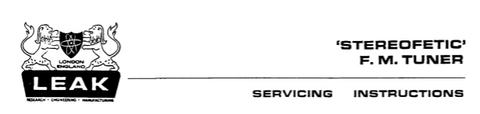 LEAK STEREOFETIC FM TUNER SERVICING INSTRUCTIONS INC PCBS AND SCHEM DIAGS 12 PAGES ENG
