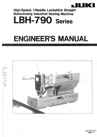 JUKI LBH-790 SERIES SEWING MACHINE ENGINEERS MANUAL BOOK INC TRSHOOT GUIDE 82 PAGES ENG