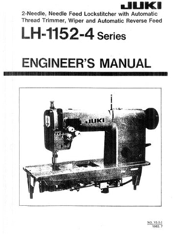 JUKI LH-1152-4 SERIES SEWING MACHINE ENGINEERS MANUAL BOOK INC TRSHOOT GUIDE 67 PAGES ENG