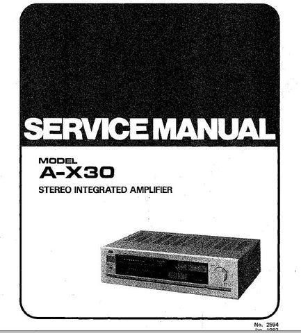 JVC A-X30 STEREO INTEGRATED AMPLIFIER SERVICE MANUAL INC PCBS SCHEM DIAGS AND PARTS LIST 18 PAGES ENG
