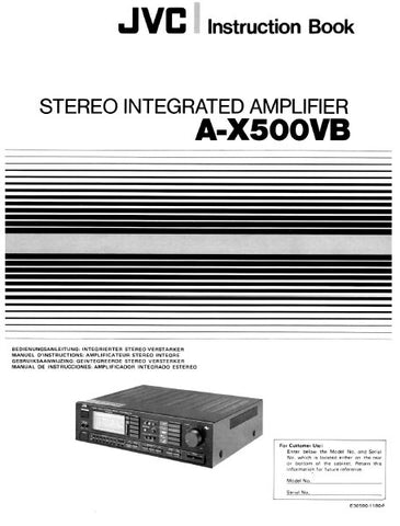 JVC A-X500VB STEREO INTEGRATED AMPLIFIER INSTRUCTION BOOK 33 PAGES ENG