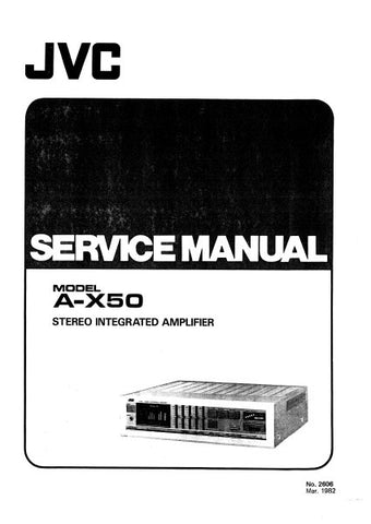 JVC A-X50 STEREO INTEGRATED AMPLIFIER SERVICE MANUAL INC BLK DIAG PCBS SCHEM DIAG AND PARTS LIST 22 PAGES ENG
