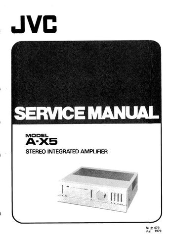 JVC A-X5 STEREO INTEGRATED AMPLIFIER SERVICE MANUAL INC BLK DIAG PCBS SCHEM DIAG AND PARTS LIST 25 PAGES ENG