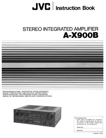 JVC A-X900B STEREO INTEGRATED AMPLIFIER INSTRUCTION BOOK 27 PAGES ENG