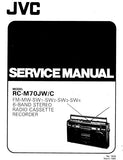 JVC RC-M70JW RC-M70C FM MW SW-1 SW-2 SW-3 SW-4 6 BAND STEREO RADIO CASSETTE RECORDER SERVICE MANUAL INC BLK DIAG PCBS SCHEM DIAGS AND PARTS LIST 38 PAGES ENG
