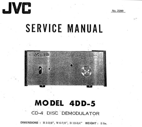 JVC 4DD-5 CD 4 DISC DEMODULATOR SERVICE MANUAL INC BLK DIAG SCHEM DIAG PCBS AND PARTS LIST 17 PAGES ENG