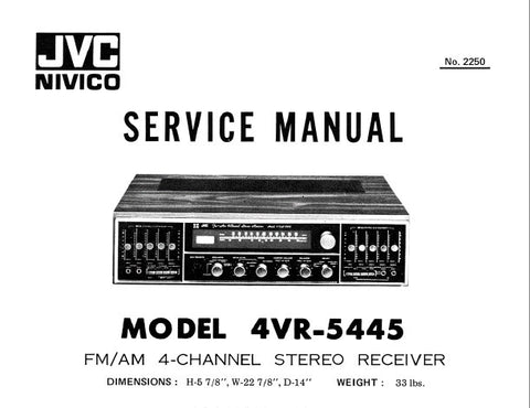 JVC 4VR-5445 FM AM 4 CHANNEL STEREO RECEIVER SERVICE MANUAL INC BLK DIAGS SCHEMS PCBS AND PARTS LIST 31 PAGES ENG