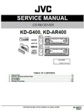 JVC KD-AR400 KD-G400 CD RECEIVER SERVICE MANUAL INC BLK DIAG PCBS SCHEM DIAGS AND PARTS LIST 56 PAGES ENG