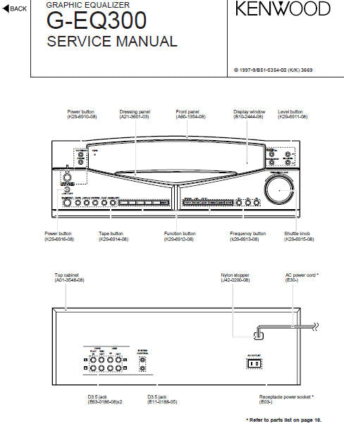 KENWOOD G-EQ300 GRAPHIC EQUALIZER SERVICE MANUAL INC PCBS SCHEM DIAGS AND PARTS LIST 13 PAGES ENG
