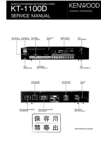 KENWOOD KT-1100D QUARTZ SYNTHESIZER AM FM STEREO TUNER SERVICE MANUAL INC BLK DIAG PCBS SCHEM DIAGS AND PARTS LIST 23 PAGES ENG