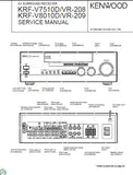 KENWOOD VR-208 VR-209 KRF-V7510D KRF-V8010D AV SURROUND RECEIVER SERVICE MANUAL INC BLK DIAG PCBS SCHEM DIAGS AND PARTS LIST 33 PAGES ENG
