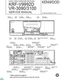 KENWOOD VR-3090 VR-3100 KRF-V9992D AV SURROUND RECEIVER SERVICE MANUAL INC BLK DIAG PCBS SCHEM DIAGS AND PARTS LIST 29 PAGES ENG