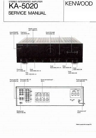 KENWOOD KA-5020 STEREO INTEGRATED AMPLIFIER SERVICE MANUAL INC WIRING DIAG PCBS SCHEM DIAG AND PARTS LIST 14 PAGES ENG