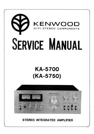 KENWOOD KA-5700 KA-5750 STEREO INTEGRATED AMPLIFIER SERVICE MANUAL INC BLK AND LEVEL DIAG PCBS SCHEM DIAG AND PARTS LIST 12 PAGES ENG