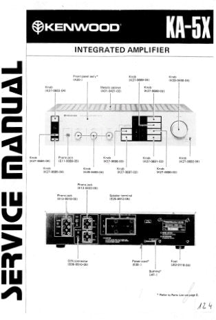 KENWOOD KA-5X STEREO INTEGRATED AMPLIFIER SERVICE MANUAL INC PCBS SCHEM DIAG AND PARTS LIST 8 PAGES ENG