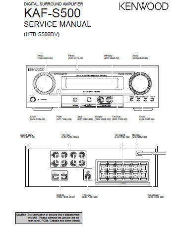 KENWOOD KAF-S500 DIGITAL SURROUND AMPLIFIER SERVICE MANUAL INC PCBS SC –  THE MANUALS SERVICE