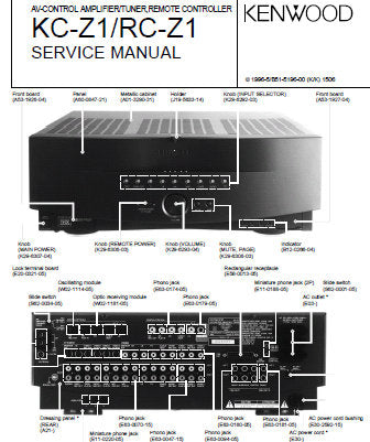 KENWOOD KC-Z1 AV CONTROL AMPLIFIER TUNER SERVICE MANUAL INC BLK DIAG WIRING DIAG PCBS SCHEM DIAGS AND PARTS LIST 53 PAGES ENG