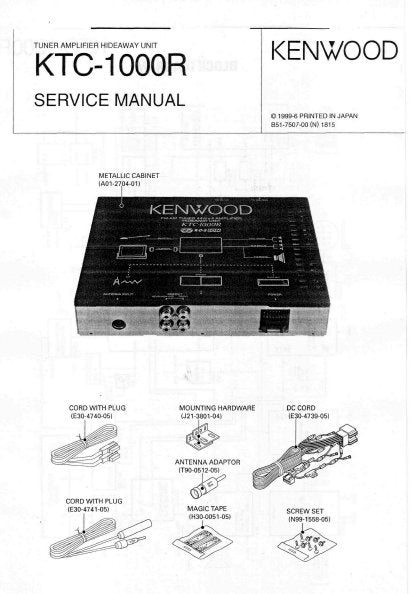 KENWOOD KTC-1000R TUNER AMPLIFIER HIDEAWAY UNIT SERVICE MANUAL INC BLK DIAG AND SCHEM DIAG 9 PAGES ENG