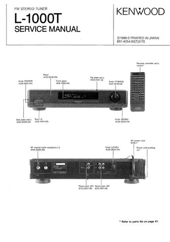 KENWOOD L-1000T FM STEREO TUNER SERVICE MANUAL INC BLK DIAG PCBS SCHEM DIAGS AND PARTS LIST 44 PAGES ENG