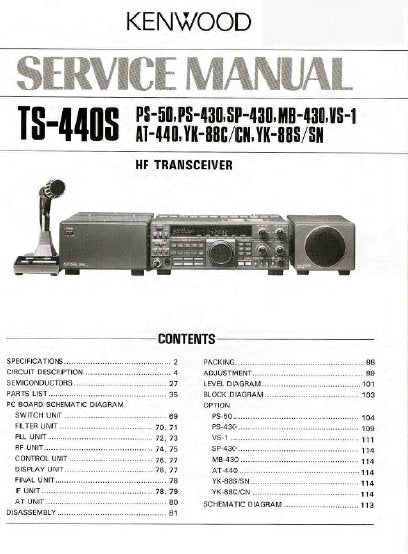 KENWOOD PS-430 PS-50 SP-430 MB-430 VS-1 AT-440 YK-88C YK-88CN YK