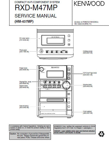 KENWOOD RXD-M47MP COMPACT HIFI COMPONENT SYSTEM SERVICE MANUAL INC PCBS SCHEM DIAGS AND PARTS LIST 22 PAGES ENG
