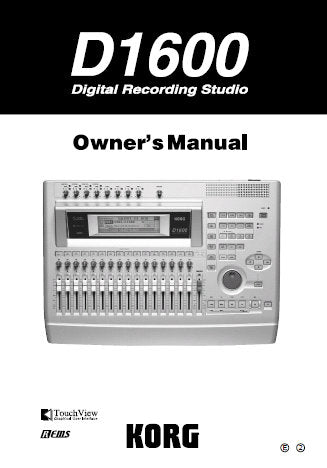 KORG D1600 DIGITAL RECORDING STUDIO OWNER'S MANUAL INC CONN DIAGS BLK – THE  MANUALS SERVICE