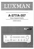 LUXMAN A-357 A-377 STEREO INTEGRATED AMP OWNER'S MANUAL  INC CONN DIAG 19 PAGES ENG