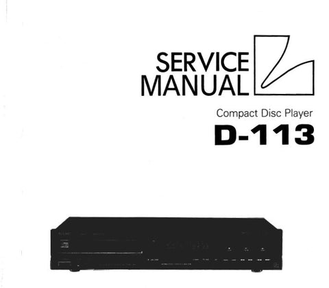LUXMAN D-113 CD PLAYER SERVICE MANUAL INC BLK DIAGS SCHEM DIAG PCBS AND PARTS LIST 28 PAGES ENG