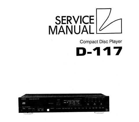 LUXMAN D-117 CD PLAYER SERVICE MANUAL INC BLK DIAGS SCHEMS PCBS AND PARTS LIST 37 PAGES ENG