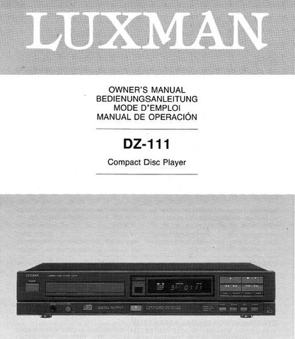 LUXMAN DZ-111 CD PLAYER OWNER'S MANUAL 44 PAGES ENG DEUT FRANC ESP