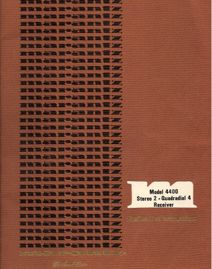 MARANTZ 4400 STEREO 2 + QUADRIAL 4 RECEIVER HANDBOOK OF INSTRUCTIONS 32 PAGES ENG
