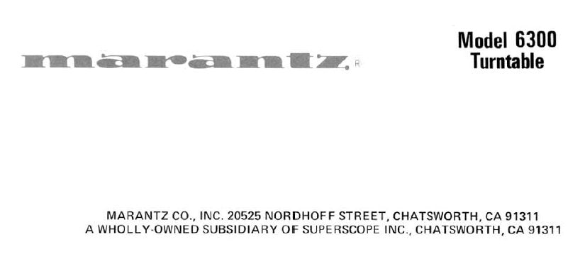 MARANTZ 6300 TURNTABLE HANDBUCH 14 SEITE DEUTSCH