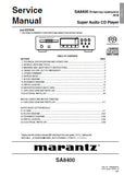 MARANTZ SA8400 SUPER AUDIO CD PLAYER SERVICE MANUAL INC BLK DIAG PCBS SCHEM DIAGS AND PARTS LIST 65 PAGES ENG