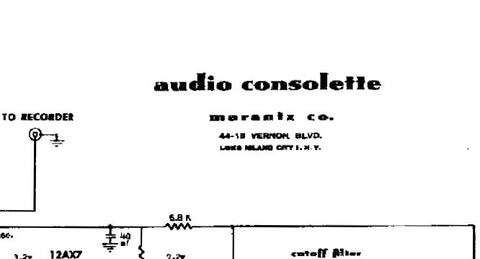 MARANTZ 1 AUDIO CONSOLETTE PREAMP SCHEMATIC DIAGRAM 1 PAGE ENG