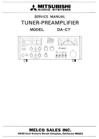 MITSUBISHI DA-C7 AM FM STEREO TUNER PREAMPLIFIER SERVICE MANUAL BOOK INC DIAL CORD THREADING DIAG WIRING DIAG PCBS SCHEM DIAGS AND PARTS LIST 16 PAGES ENG