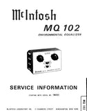 McINTOSH MQ102 ENVIRONMENTAL EQUALIZER SERVICE INFORMATION INC BLK DIAG PCBS SCHEM DIAG AND PARTS LIST 8 PAGES ENG