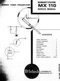 McINTOSH MX110 STEREO TUNER PREAMPLIFIER SERVICE MANUAL INC SCHEM DIAGS AND PARTS LIST 22 PAGES ENG