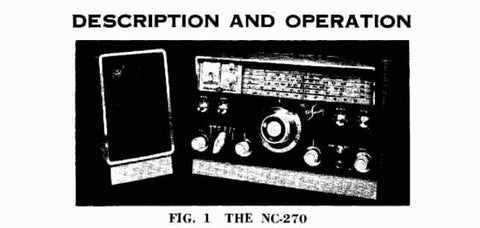 NATIONAL NC-270 RECEIVER DESCRIPTION AND OPRTATION INSTRUCTIONS INC SCHEM DIAG AND PARTS LIST 18 PAGES ENG