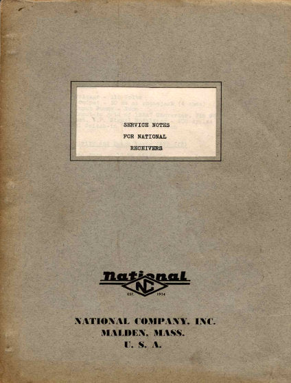 NATIONAL NC-33 NC-46 NC-57 NC-108 NC-173 NC-183 NC-200 NC-2-40 D HRA-5A1 HFS RECEIVERS SERVICE AND TEST DATA INC SCHEM DIAGS AND PARTS LIST 60 PAGES ENG