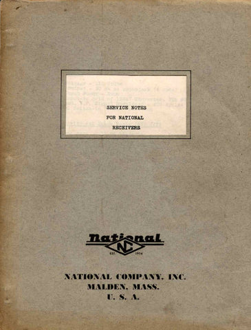 NATIONAL NC-33 NC-46 NC-57 NC-108 NC-173 NC-183 NC-200 NC-2-40 D HRA-5A1 HFS RECEIVERS SERVICE AND TEST DATA INC SCHEM DIAGS AND PARTS LIST 60 PAGES ENG