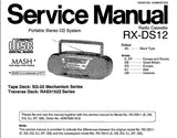 NATIONAL RX-DS12 PORTABLE STEREO CD SYSTEM SERVICE MANUAL INC SCHEM DIAG PCB AND PARTS LIST 8 PAGES ENG