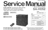 NATIONAL SA-HD52 QUARTZ SYNTHESIZER MW LW FM STEREO RADIO WITH DOUBLE CASSETTE TAPE DECK AND CD PLAYER SERVICE MANUAL INC TRSHOOT GUIDE BLK DIAG SCHEM DIAGS PCB'S WIRING CONN DIAG AND PARTS LIST 79 PAGES ENG