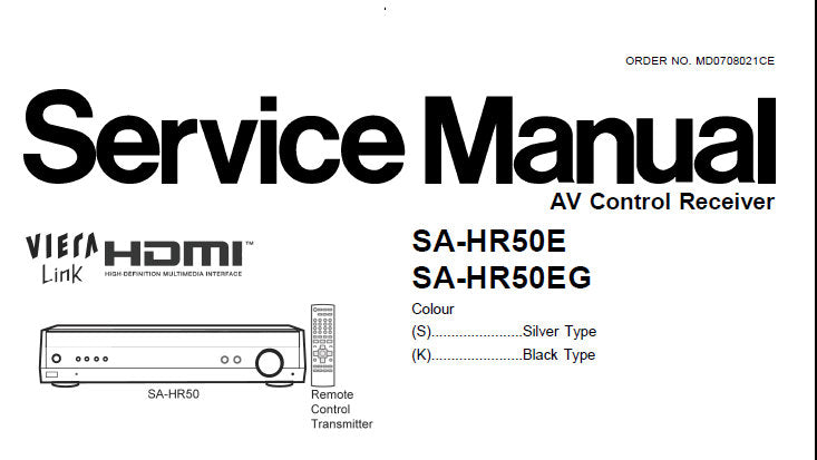 NATIONAL SA-HR50E SA-HR50EG AV CONTROL RECEIVER SERVICE MANUAL INC CONN DIAG WIRING CONN DIAG BLK DIAGS SCHEM DIAGS PCB'S AND PARTS LIST 98 PAGES ENG