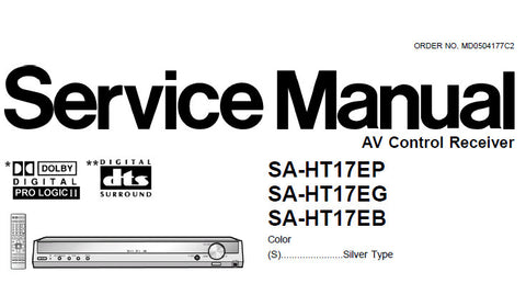 NATIONAL SA-HT17EP SA-HT17EG SA-HT17EB AV CONTROL RECEIVER SERVICE MANUAL INC BLK DIAG SCHEM DIAGS PCB'S WIRING CONN DIAG AND PARTS LIST 66 PAGES ENG