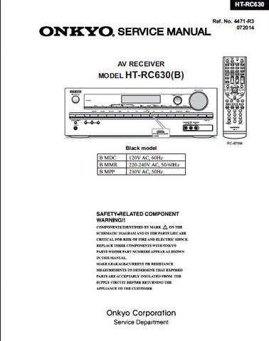 ONKYO HT-RC630 (B) AV RECEIVER SERVICE MANUAL INC BLK DIAGS SCHEM DIAGS AND PARTS LIST 79 PAGES ENG